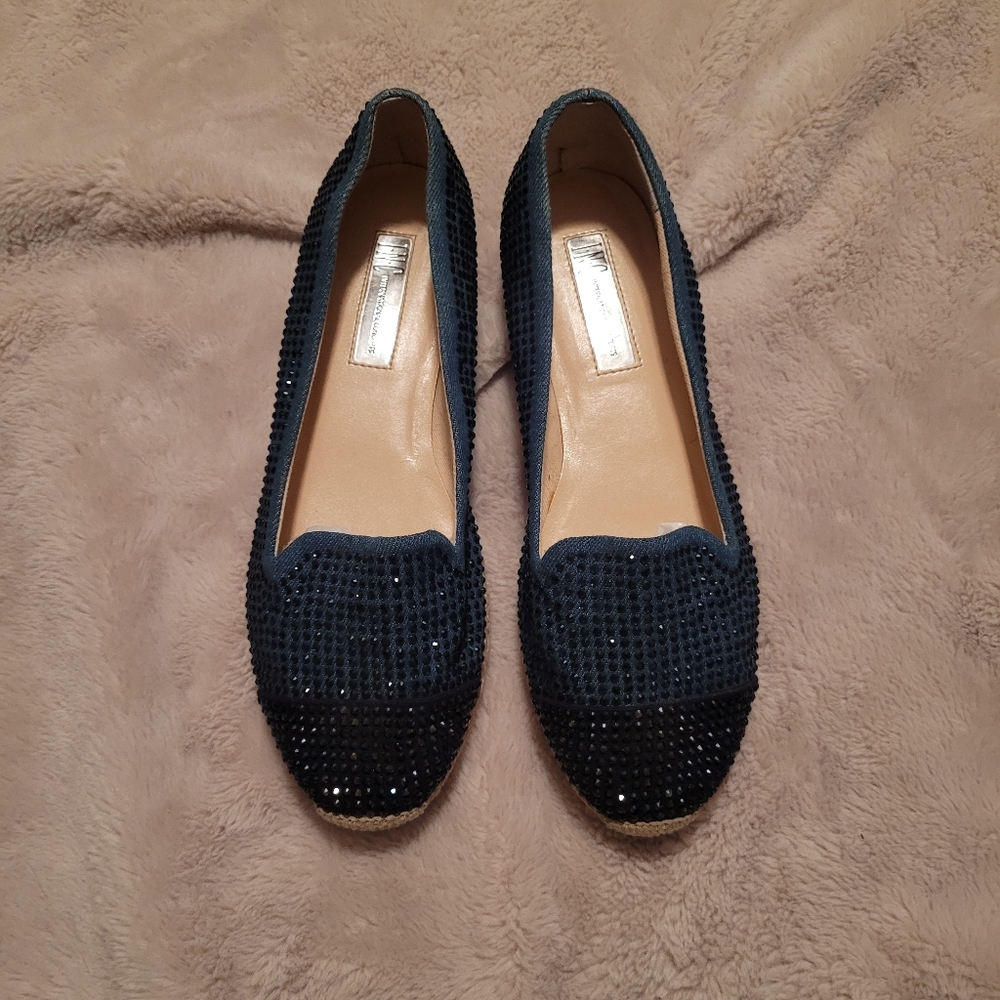 INC Blue Rhinestone Flats
